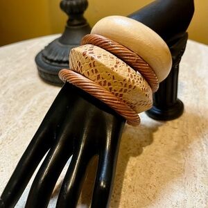 Lot of 4 Wood Cuff Bracelets